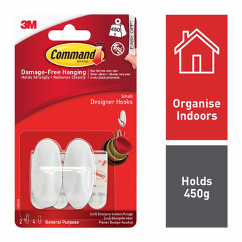 Command Small Designer Hooks 2 Hooks, 4 Small Strips