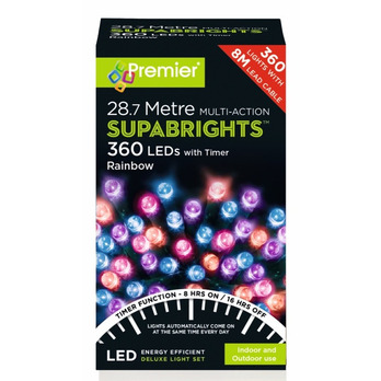 Premier 360 LED Multi Action Supabrights With Timer Rainbow/Green Cable