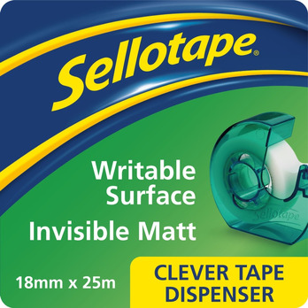 Sellotape Clever Dispenser 18mm x 25m - Ideal for repairing documents - marker