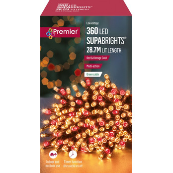 Premier 360 LED Multi Action Supabrights With Timer Red/Vintage Gold/Green Cable