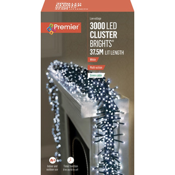 Premier 3000 LED Multi Action Cluster Brights With Timer White/Green Cable