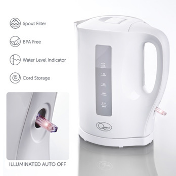 Quest 1.7L Jug Kettle White - Cordless, for ease of use - Overheat protection