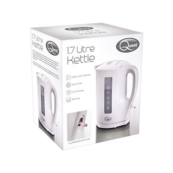 Quest 1.7L Jug Kettle White - Cordless, for ease of use - Overheat protection