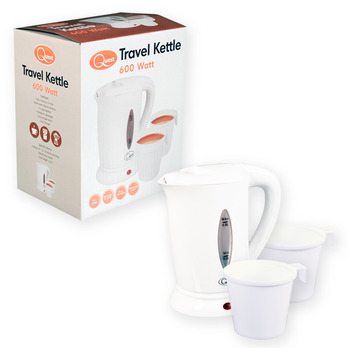 Quest Travel Kettle 0.5L - White - Includes 2 cups