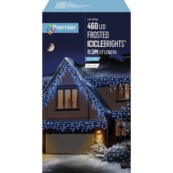 Premier Multi Action Frosted Cap Icicles Blue White 460 LED