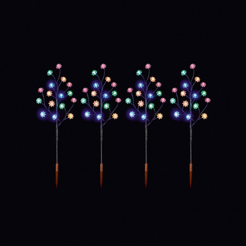 Premier Lotus Path Lights 80 LEDs Multi Coloured 60cm Set 4