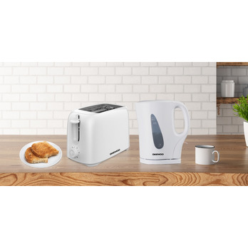 Daewoo Plastic Toaster 2 Slice Pure White
