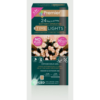 Premier 24 LED Multi Action Battery Operated TIMELIGHTS™ Vintage Gold