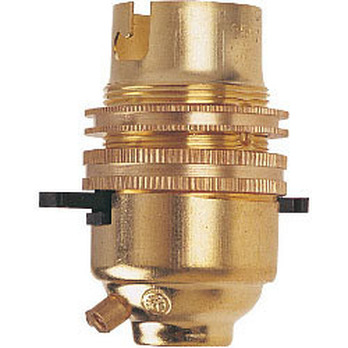 Securlec BC Brass 1/2" Switched Lampholder with Earth Skin Packed