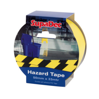 SupaDec Hazard Warning Tape 50mm x 33m Yellow-Black