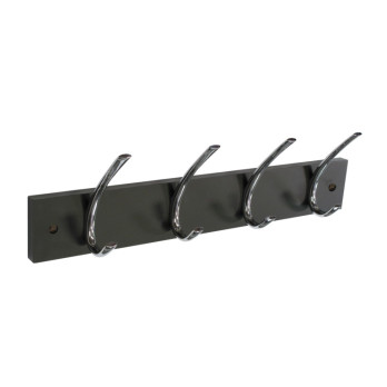 Securit Black Hat & Coat Board 4 Chrome Plated Hooks