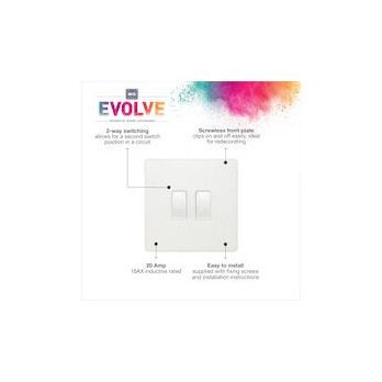 BG 20a 16ax 2g 2 Way Plastic Switch Pearlescent White