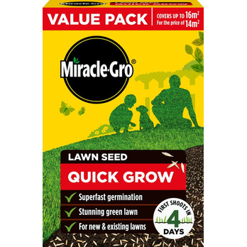 Miracle-Gro Quick Grow Lawn Seed 16m2 Value Pack - overseeding lawn seed
