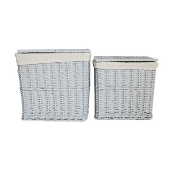 Hearth & Home Grey Rectangular Log Basket Set 2