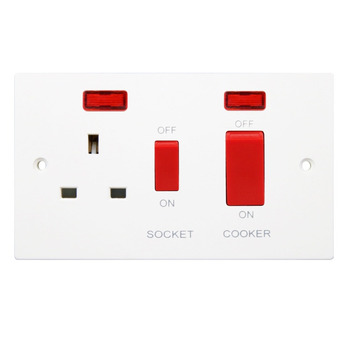 Securlec Square Cooker Switch & Socket Double Pole Square Edge - round 3-pin lamp plug