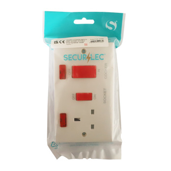 Securlec Square Cooker Switch & Socket Double Pole Square Edge - round 3-pin lamp plug