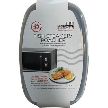 Microwave Essentials Fish Steamer/Poacher - BPA FREE &  Dishwasher Safe