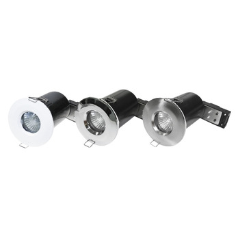 Powermaster IP65 Fire Rated Fixed Downlight Brushed Chrome -  Indoor & Outdoor