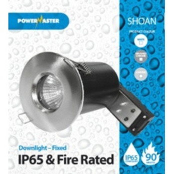 Powermaster IP65 Fire Rated Fixed Downlight Brushed Chrome -  Indoor & Outdoor