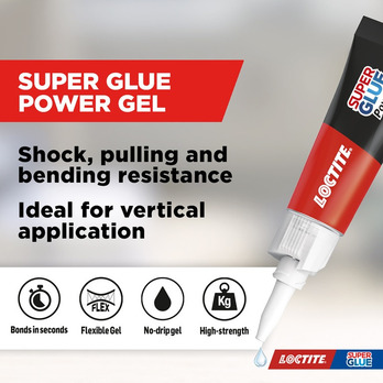 Loctite Super Glue Power Gel 3g Tube - Transparent & Anti-clog cap
