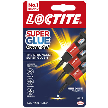 Loctite Super Glue Power Gel Mini Trio 3 x 1g - Transparent & Multi Material