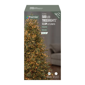 Premier 500 LED Multi Action Treebrights With Timer Vintage Gold/Green