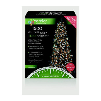 Premier 1500 LED Multi Action Treebrights With Timer White/Warm White/Green