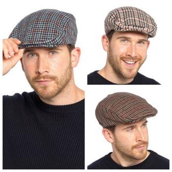RJM Mens Checked Flat Cap