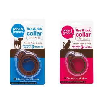 Pride & Groom Flea & Tick Collar For Dogs Puppies Cats & Kittens 3 months protection