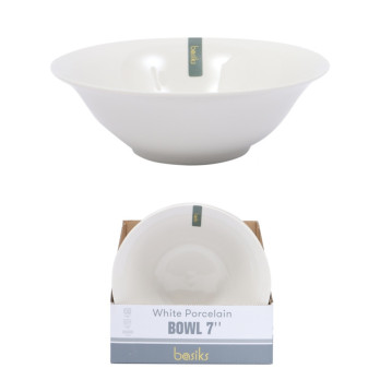 Basiks White Porcelain Bowl 7"