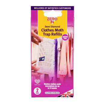 Zero In Demi-Diamond Clothes Moth Killer Refill - Twin Pack 24 weeks moth protection Chemical-free